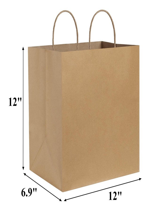 BagDream Brown Paper Bags With Handles 12x7x12 100Pcs - Kraft Shopping Merchandise Retail, Takeout/To Go, Wider-gusset Recycled Paper Gift Bags Bulk - Image 2